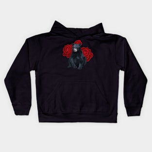 Black Bear and Red Roses Kids Hoodie